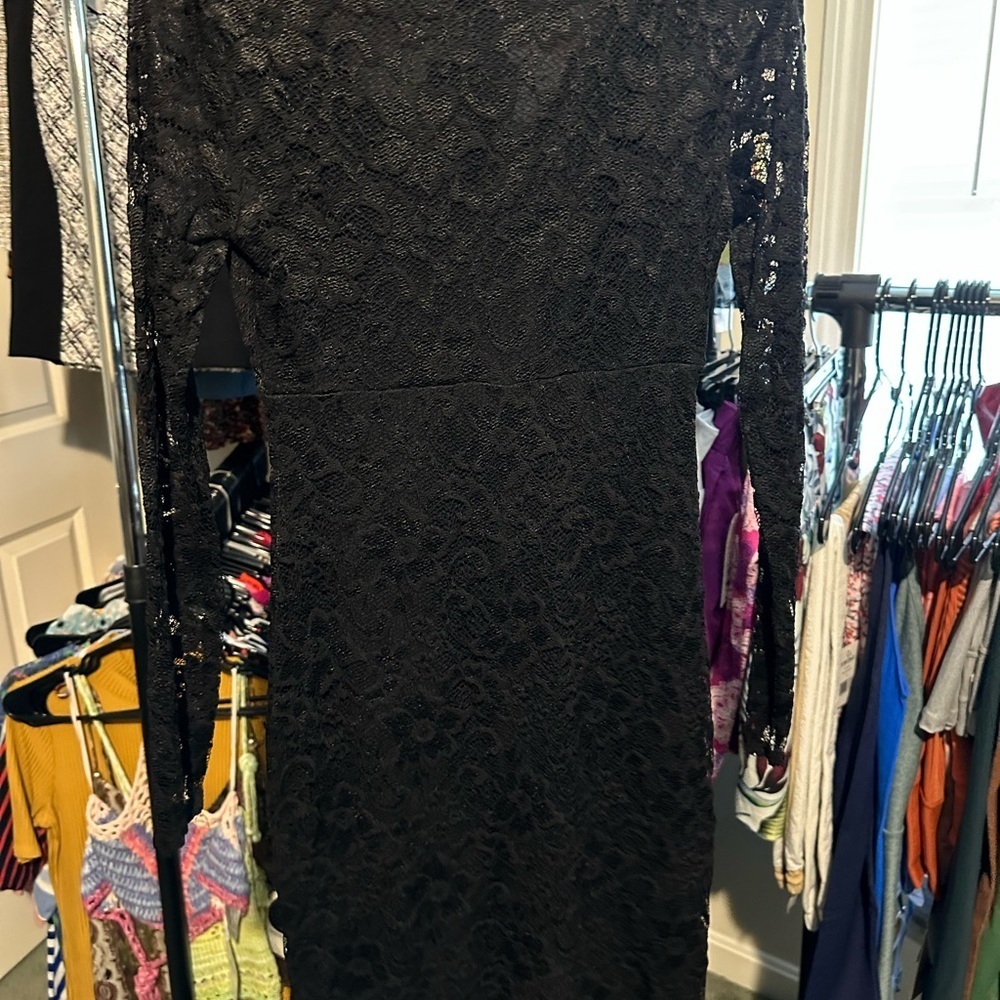 Karen Kane Black Lace Long Sleeve Dress - Picture 2 of 5